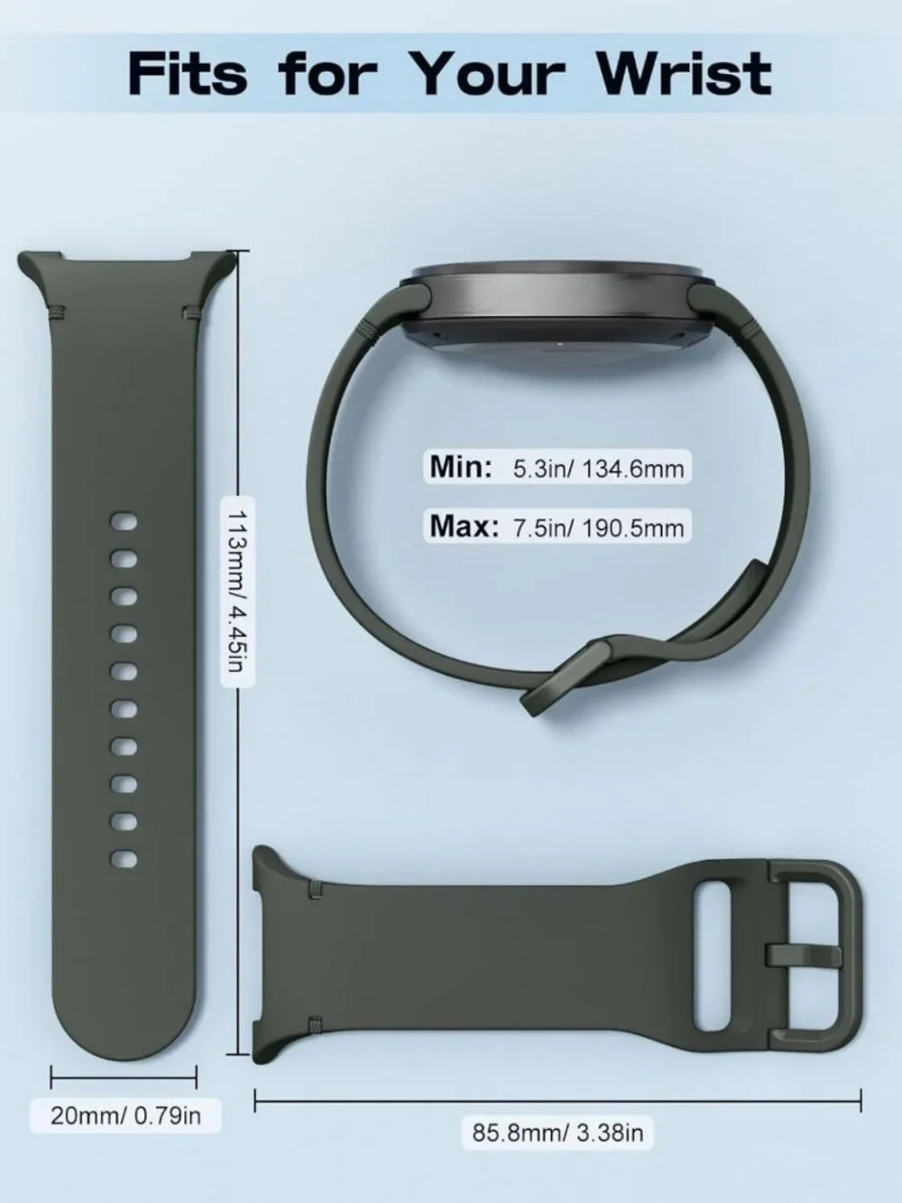 6 Pack Soft Silicone Sport Bands for Galaxy Watch 8 & Classic, No Gap, Unisex